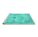 Sideview of Machine Washable Persian Turquoise Traditional Area Rugs, wshtr3570turq