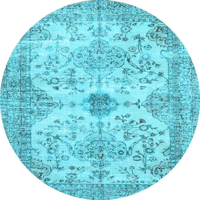 Round Machine Washable Persian Light Blue Traditional Rug, wshtr3570lblu
