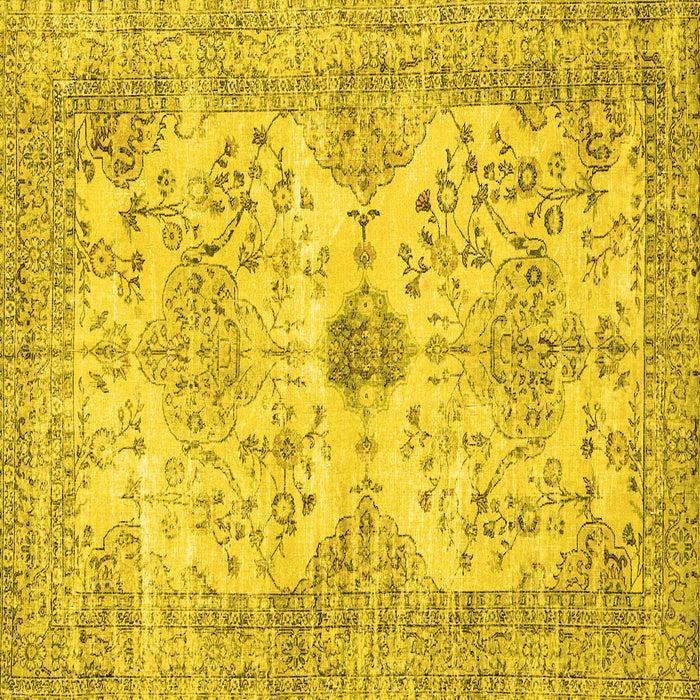 Square Machine Washable Persian Yellow Traditional Rug, wshtr3570yw