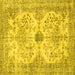 Square Machine Washable Persian Yellow Traditional Rug, wshtr3570yw