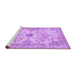 Sideview of Machine Washable Persian Purple Traditional Area Rugs, wshtr3570pur