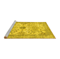 Sideview of Machine Washable Persian Yellow Traditional Rug, wshtr3570yw