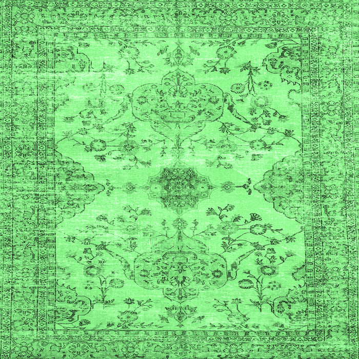 Square Machine Washable Persian Emerald Green Traditional Area Rugs, wshtr3570emgrn