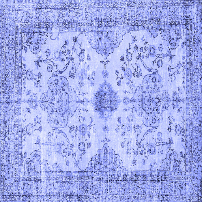 Square Machine Washable Persian Blue Traditional Rug, wshtr3570blu