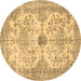 Round Persian Brown Traditional Rug, tr3570brn