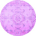 Round Machine Washable Persian Purple Traditional Area Rugs, wshtr3571pur