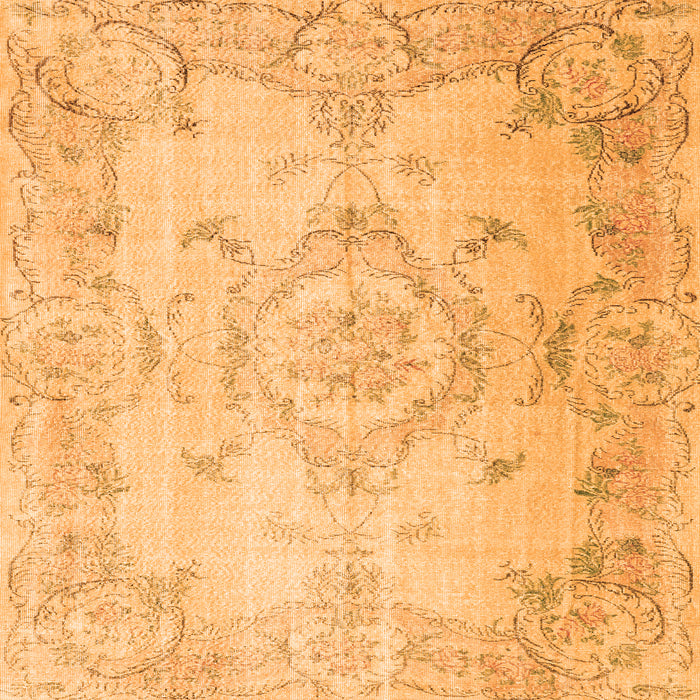 Round Machine Washable Persian Orange Traditional Area Rugs, wshtr3571org