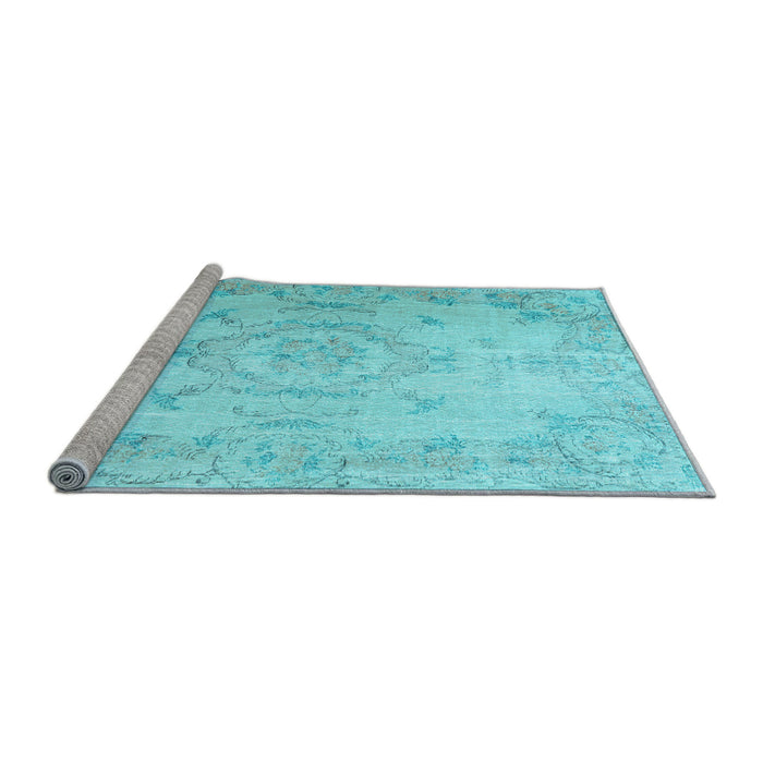 Sideview of Machine Washable Persian Light Blue Traditional Rug, wshtr3571lblu