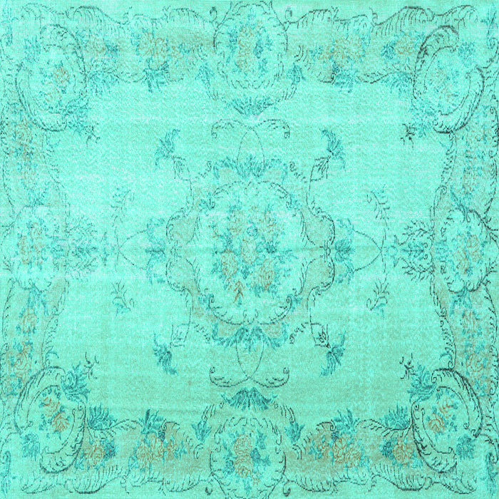 Square Machine Washable Persian Turquoise Traditional Area Rugs, wshtr3571turq