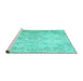 Sideview of Machine Washable Persian Turquoise Traditional Area Rugs, wshtr3571turq