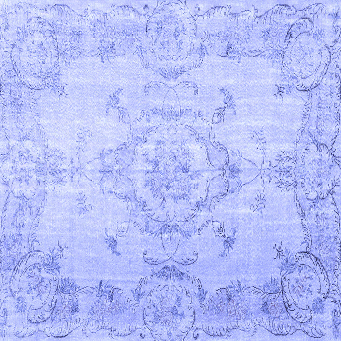 Square Machine Washable Persian Blue Traditional Rug, wshtr3571blu