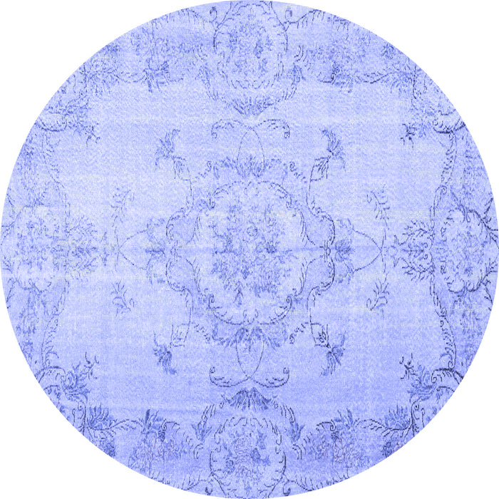 Round Persian Blue Traditional Rug, tr3571blu