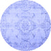 Round Persian Blue Traditional Rug, tr3571blu