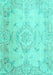 Machine Washable Persian Turquoise Traditional Area Rugs, wshtr3571turq