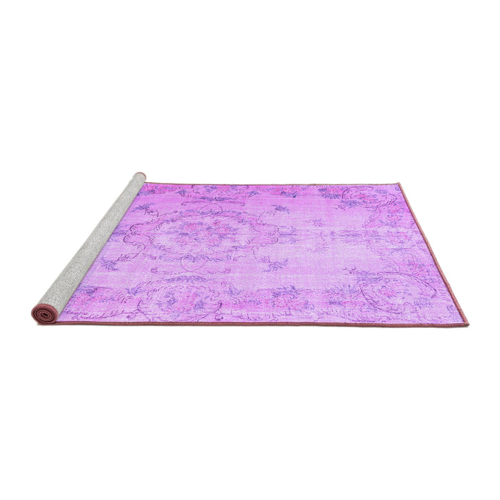 Sideview of Machine Washable Persian Purple Traditional Area Rugs, wshtr3571pur