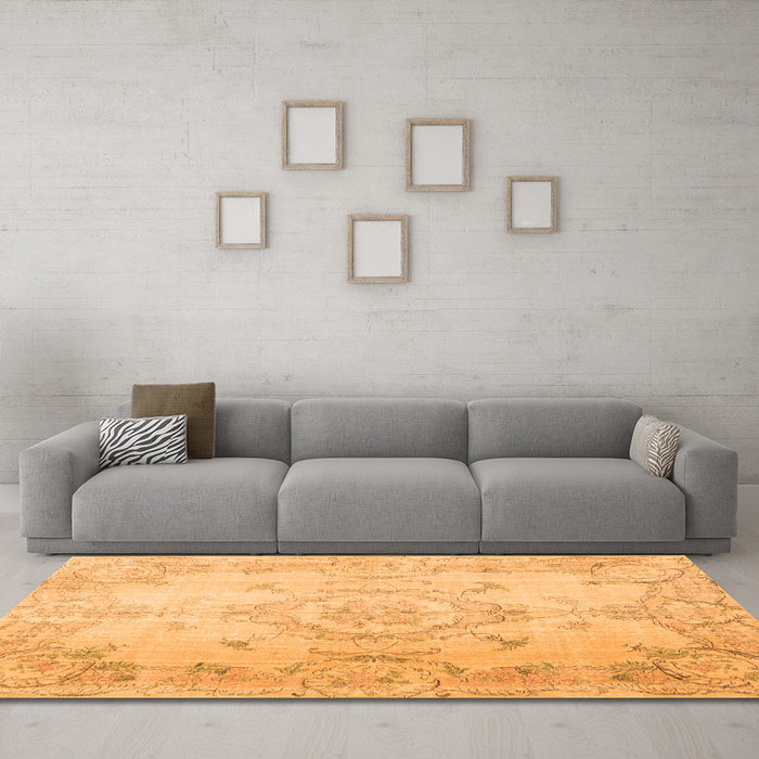 Machine Washable Persian Orange Traditional Area Rugs in a Living Room, wshtr3571org
