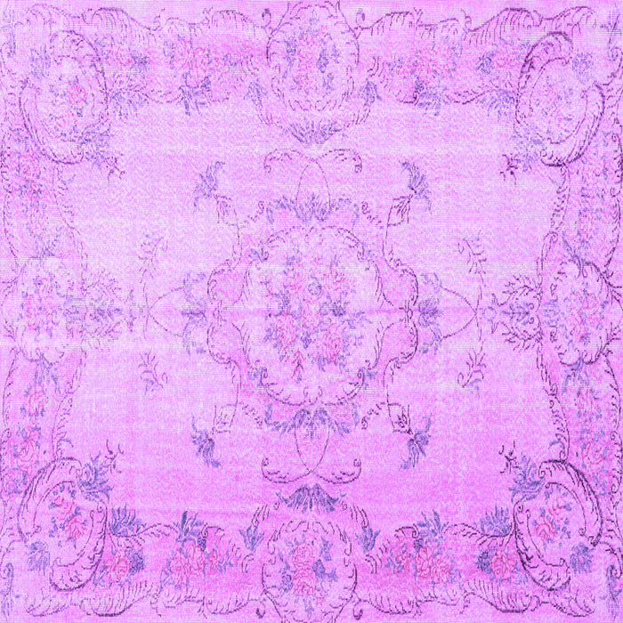 Square Machine Washable Persian Purple Traditional Area Rugs, wshtr3571pur