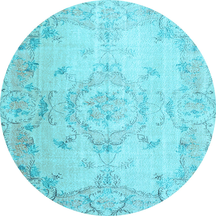 Round Persian Light Blue Traditional Rug, tr3571lblu