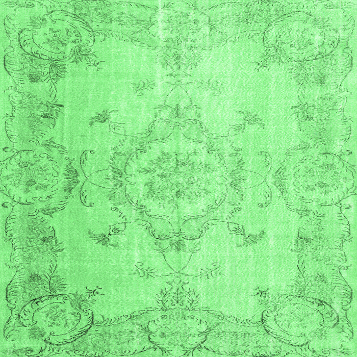 Square Machine Washable Persian Emerald Green Traditional Area Rugs, wshtr3571emgrn