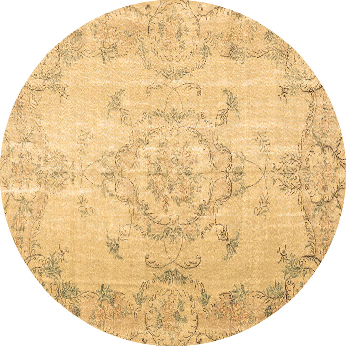 Round Persian Brown Traditional Rug, tr3571brn