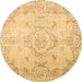 Round Persian Brown Traditional Rug, tr3571brn