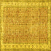 Square Machine Washable Persian Yellow Traditional Rug, wshtr3572yw