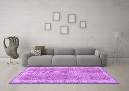 Machine Washable Persian Purple Traditional Area Rugs in a Living Room, wshtr3572pur