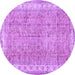 Round Machine Washable Persian Purple Traditional Area Rugs, wshtr3572pur