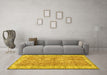 Machine Washable Persian Yellow Traditional Rug in a Living Room, wshtr3572yw