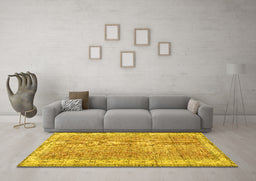 Machine Washable Persian Yellow Traditional Rug in a Living Room, wshtr3572yw