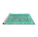 Sideview of Machine Washable Persian Turquoise Traditional Area Rugs, wshtr3572turq