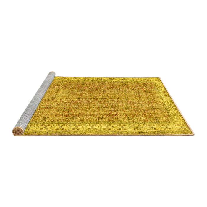 Sideview of Machine Washable Persian Yellow Traditional Rug, wshtr3572yw