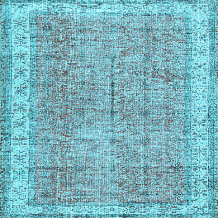 Square Machine Washable Persian Light Blue Traditional Rug, wshtr3572lblu