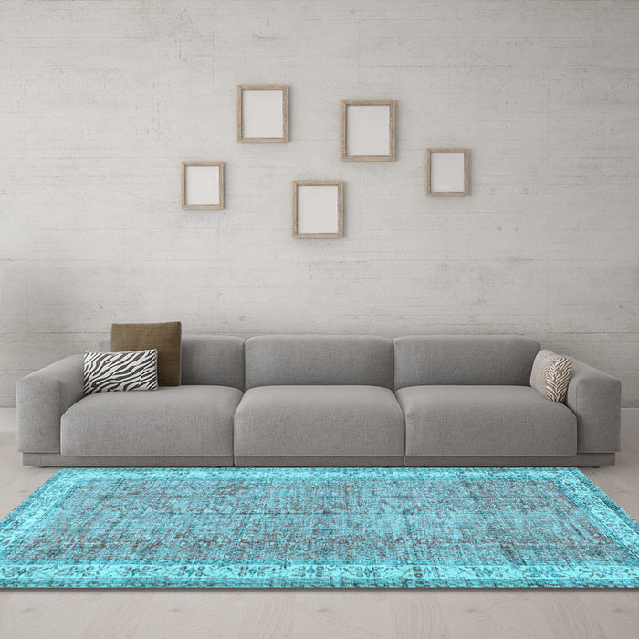 Machine Washable Persian Light Blue Traditional Rug in a Living Room, wshtr3572lblu