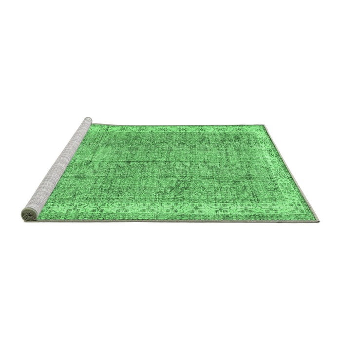 Sideview of Machine Washable Persian Emerald Green Traditional Area Rugs, wshtr3572emgrn