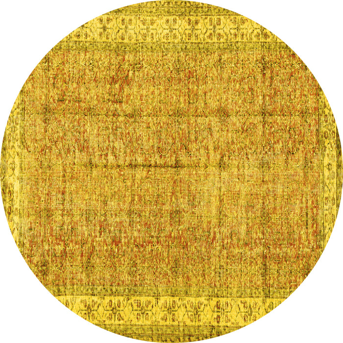 Round Persian Yellow Traditional Rug, tr3572yw