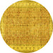 Round Persian Yellow Traditional Rug, tr3572yw