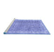 Sideview of Machine Washable Persian Blue Traditional Rug, wshtr3572blu