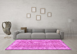 Machine Washable Persian Pink Traditional Rug in a Living Room, wshtr3572pnk