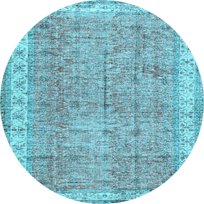 Round Machine Washable Persian Light Blue Traditional Rug, wshtr3572lblu