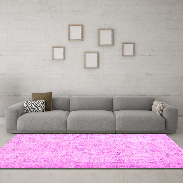 Machine Washable Persian Pink Traditional Rug in a Living Room, wshtr3573pnk