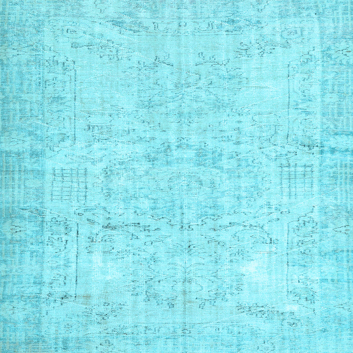 Square Machine Washable Persian Light Blue Traditional Rug, wshtr3573lblu