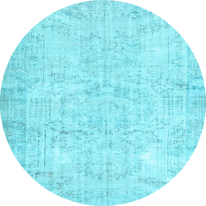 Round Persian Light Blue Traditional Rug, tr3573lblu