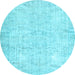 Round Persian Light Blue Traditional Rug, tr3573lblu