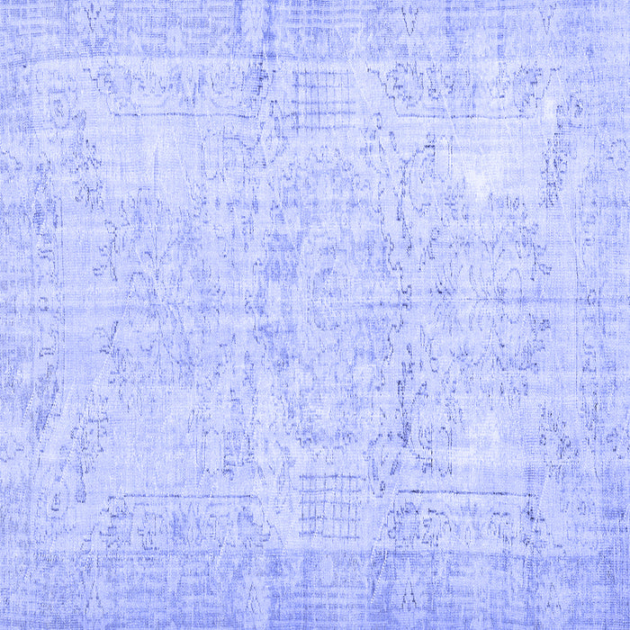 Square Machine Washable Persian Blue Traditional Rug, wshtr3573blu
