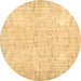 Round Persian Brown Traditional Rug, tr3573brn