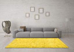 Machine Washable Persian Yellow Traditional Rug in a Living Room, wshtr3573yw