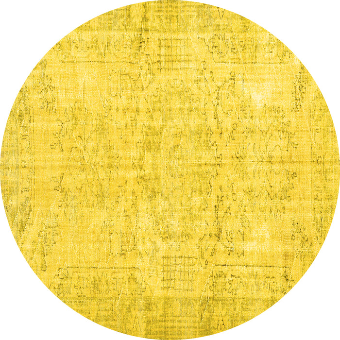 Round Machine Washable Persian Yellow Traditional Rug, wshtr3573yw