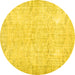 Round Machine Washable Persian Yellow Traditional Rug, wshtr3573yw