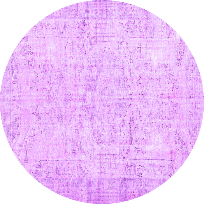 Round Machine Washable Persian Purple Traditional Area Rugs, wshtr3573pur